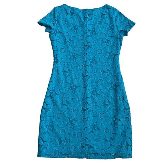 Tiana B. Turquoise Lace Sheath Cap Sleeve Dress - Size Small - Picture 7 of 16